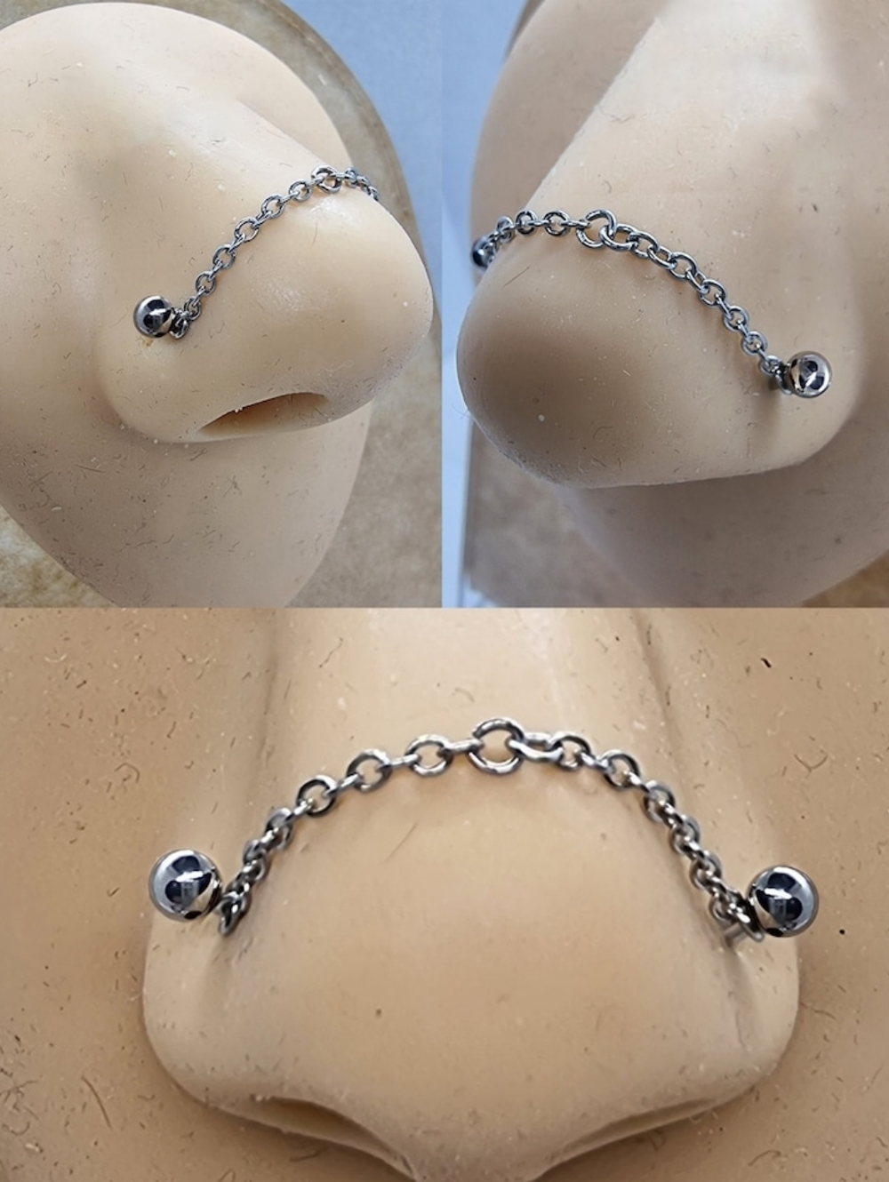 ⭐ NWT Handmade Goth Punk Silver Nose Chain Nose Ring Connector